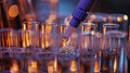 Precision Science: Pipette Dropping Sample into Test Tube in Closeup View