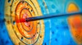 Precision showcase target range with hole riddled paper targets, emphasizing olympic accuracy