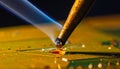 Precision Soldering on an Electronic Circuit Board Royalty Free Stock Photo