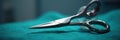 Precision surgical scissors, shallow depth of field;blurry background, sharp blades, instrument, background blur