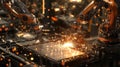 Precision Welding in a High-Tech Factory using Automated Robotic Arms with Sparks