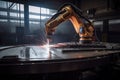 precision welding robot performing complex weld joint on turbine blade