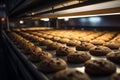 Precision at work a factory line produces mouthwatering chocolate cookies with efficiency