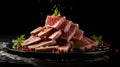 Precisionism-inspired Tuna Slices On Plate: A Majestic Composition Royalty Free Stock Photo