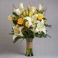 Precisionist Lines: White And Yellow Roses And Lilies Vase Royalty Free Stock Photo