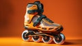 Precisionist Roller Skate On Orange Background - Hyper-realistic Photography Royalty Free Stock Photo