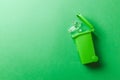 Precycling. Bin container for disposal garbage waste and save environment. Green dustbin for recycle glass can trash isolated on Royalty Free Stock Photo