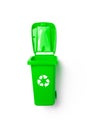 Precycling. Bin container for disposal garbage waste and save environment. Green dustbin for recycle glass can trash isolated on Royalty Free Stock Photo