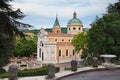 Predappio, Emilia Romagna, Italy: view from the ancient city hall Palazzo Varano of the church Saint Anthony of Padua that Benito Royalty Free Stock Photo