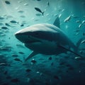 Predator of the deep, AI generated illustration, realistic shark Royalty Free Stock Photo