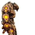 Predator from desert and yellow glowing robot in a white background
