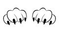 Predator paw icon, cat paws with claws, aggressive tiger claws