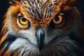 Predators portrait Wild hunter owl closeup, plumage, head, feathers Royalty Free Stock Photo