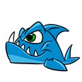 Predatory dangerous fish teeth character piranha cartoon illustration