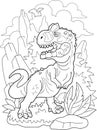 Predatory dinosaur allosaurus, coloring book, funny illustration Royalty Free Stock Photo