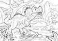 Predatory dinosaur ceratosaurus, went hunting, coloring book