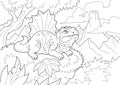 Predatory dinosaur dimetrodon, coloring book, funny illustration