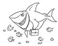 Predatory fish shark business competition superiority cartoon coloring page Royalty Free Stock Photo