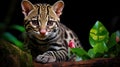 Predatory ocelot in the forest in summer