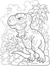 Prehistoric dinosaur tyrannosaurus, coloring book, funny illustration