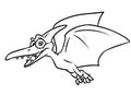 Predatory pterodactyl dinosaur cartoon illustration coloring page Royalty Free Stock Photo