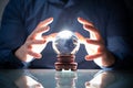 Predicting Future Using Crystal Ball. Fortune Teller Royalty Free Stock Photo