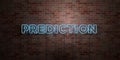 PREDICTION - fluorescent Neon tube Sign on brickwork - Front view - 3D rendered royalty free stock picture