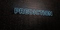 PREDICTION -Realistic Neon Sign on Brick Wall background - 3D rendered royalty free stock image