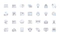 Predictive analysis line icons collection. Forecasting, Analytics, Modeling, Trends, Insights, Patterns, Algorithms Royalty Free Stock Photo