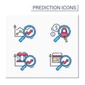 Predictive analytics color icons set
