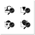 Predictive analytics glyph icons set