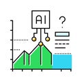 predictive analytics graph ai integration color icon vector illustration Royalty Free Stock Photo