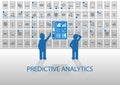 Predictive analytics illustration. Two analysts analyzing reporting dashboard