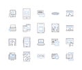 Predictive Analytics line icons collection. Forecasting , Modeling , Algorithm , Big Data , Trends , Optimization Royalty Free Stock Photo