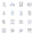 Predictive analytics line icons collection. Forecasting, Modeling, Machine learning, Prediction, Data mining, Analytics