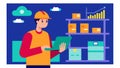 Predictive Inventory Restock A warehouse worker examining a hightech tablet that displays AI forecasts predicting Royalty Free Stock Photo