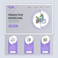 Predictive modeling flat landing page website template. System monitoring, data structure, update. Web banner with