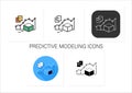 Predictive modeling icons set