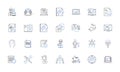 Predictive Modeling line icons collection. Algorithm, Bayesian, Classification, Clustering, Correlation, Decision tree