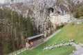 Magnificent stone castle built in front of the cave entrance, at Predjama, Slovenia