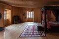 Predjama, Slovenia - Wooden interior design of the master sleeping room of the Predjama castle