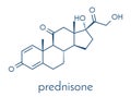 Prednisone corticosteroid drug molecule. Skeletal formula. Royalty Free Stock Photo