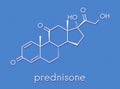 Prednisone corticosteroid drug molecule. Skeletal formula.