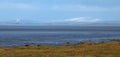 Preesall Sands, Lune estuary and snow on hills