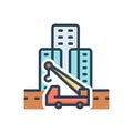 Color illustration icon for Prefab, cityscape and craned