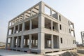 Prefabrication concrete house assembly Royalty Free Stock Photo