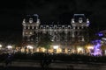 Prefecture de Police, Paris, France, lit up at night