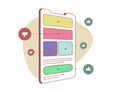 Preference Testing in UX Research concept. User preference research methods. Mobile app design usability testing