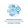 Preferred language blue concept icon