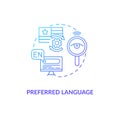Preferred language blue gradient concept icon